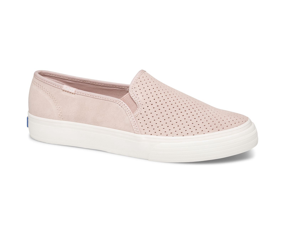 Keds Womens Slip Ons Pink - Double Decker Perf Suede - 279UNIJRK